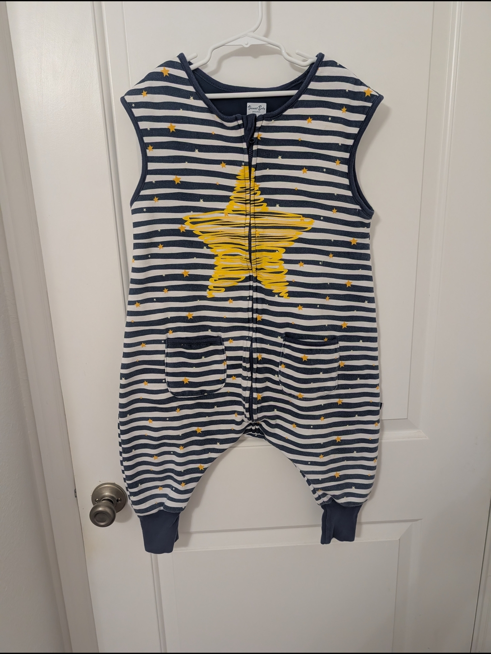 Vaenait Baby Sleeveless Navy & White Striped Blanket Sleep Sack with Yellow Star